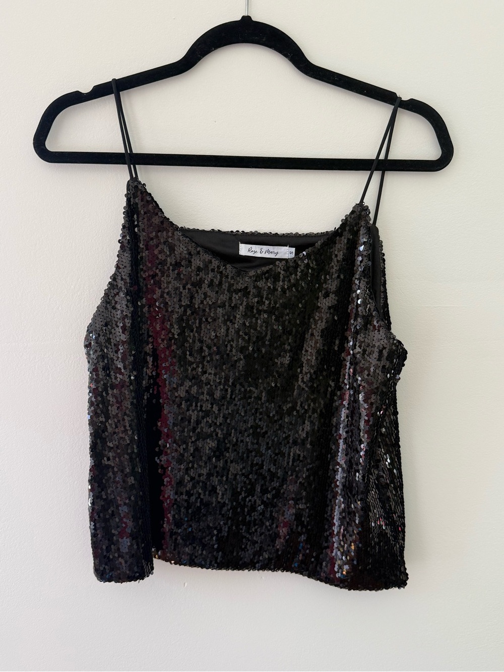 Black Sequin Camisole Top